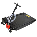 Black 17 Gallon Low Profile Oil Drain Pan with Pump F93183