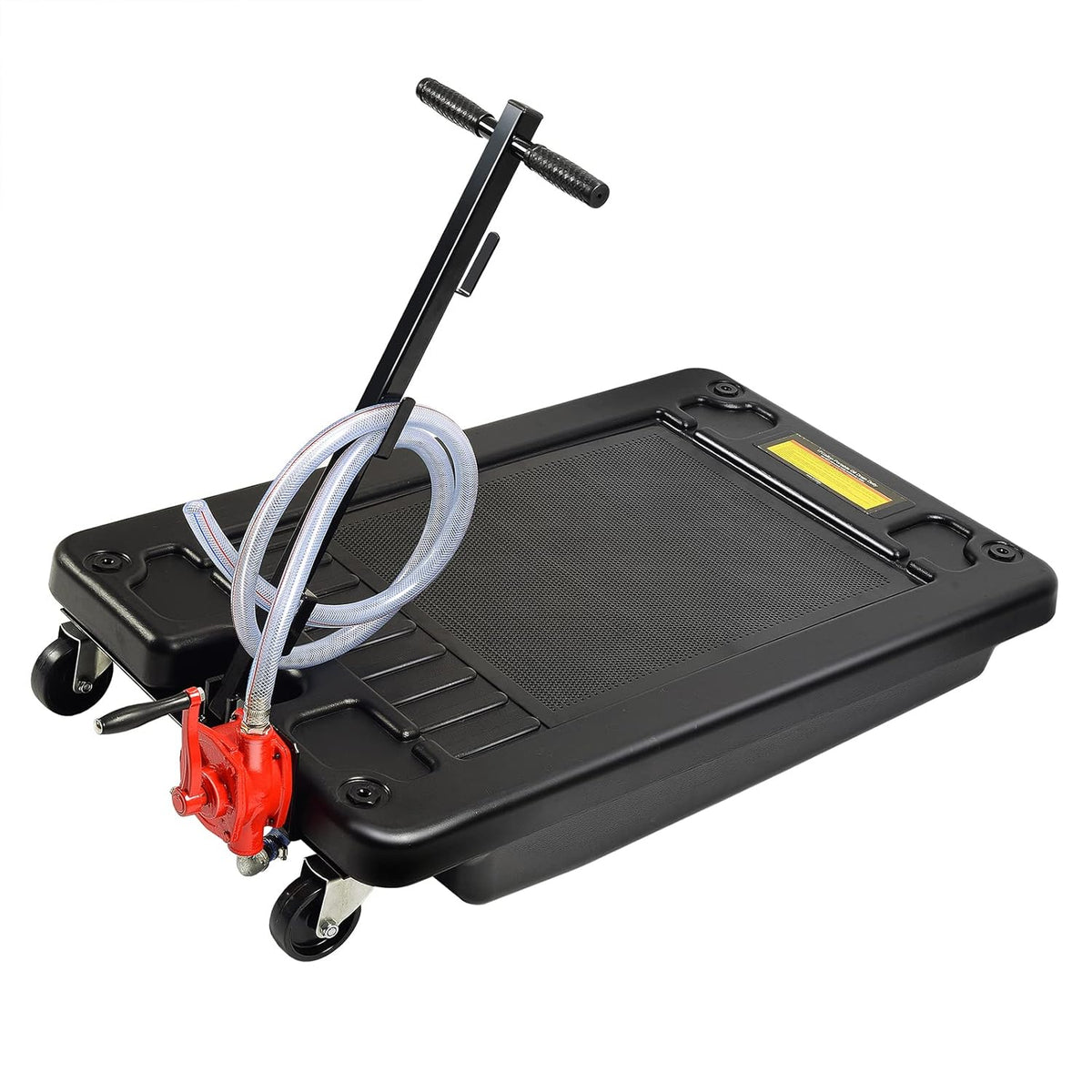 Black 17 Gallon Low Profile Oil Drain Pan with Pump F93183