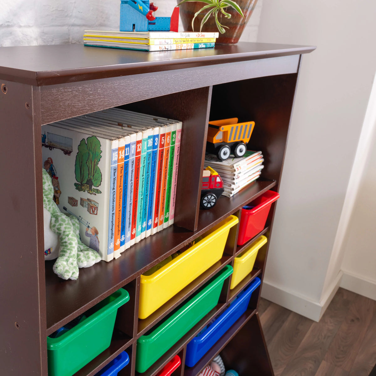 Wood Wall Storage Unit Organizer with 8 Bins K852
