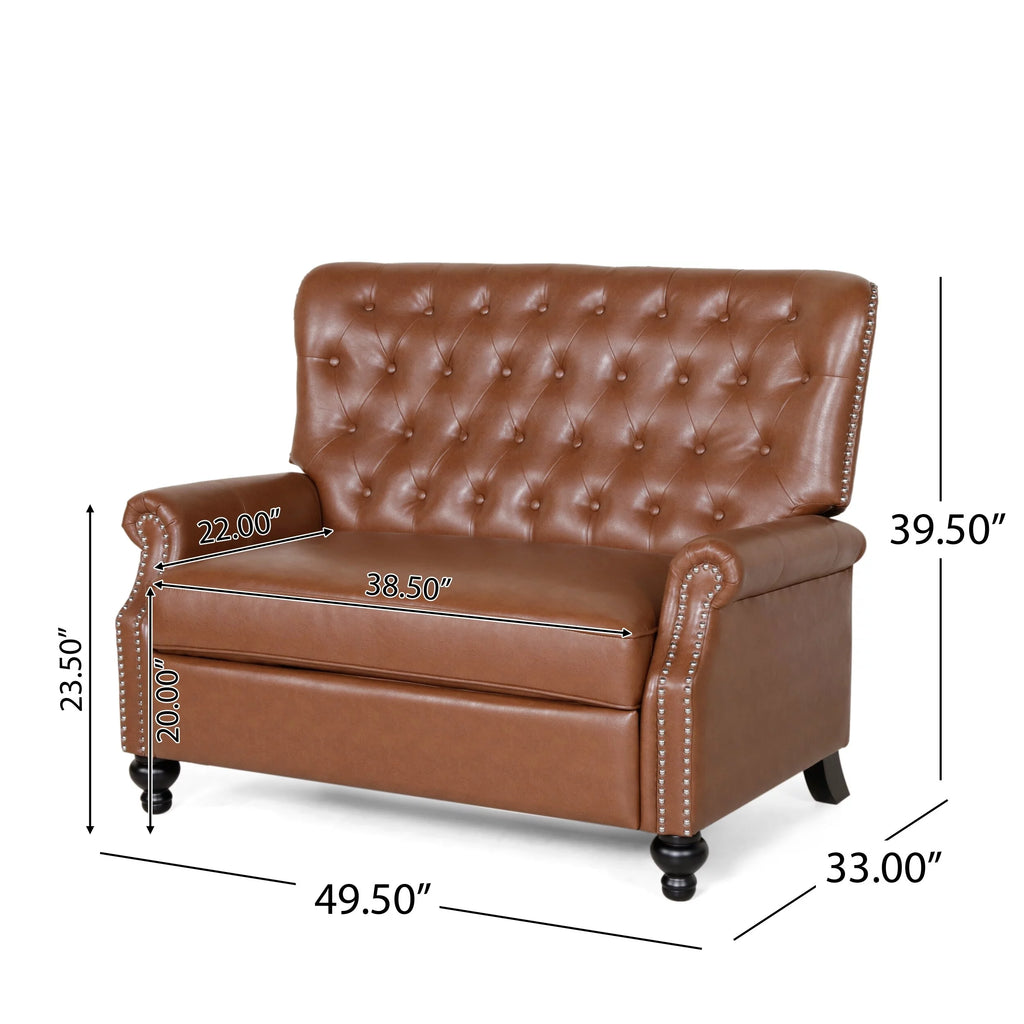 Oversized Faux Leather Recliner with Nailhead Trim Q975