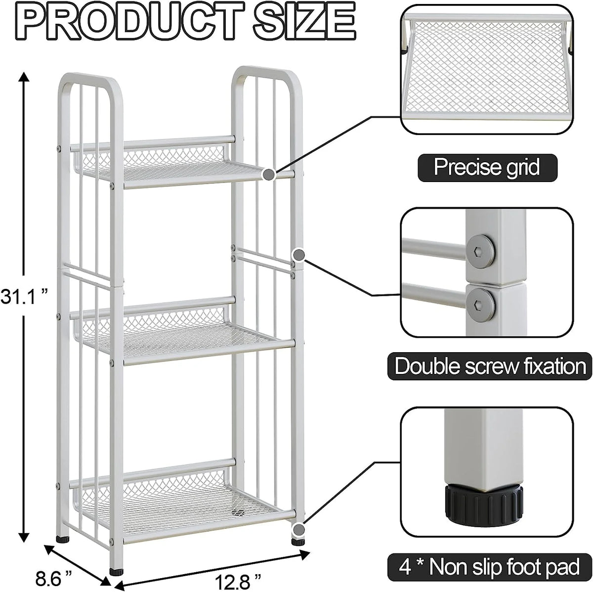 White 3 Tiers Bookshelf Storage Shelf X268