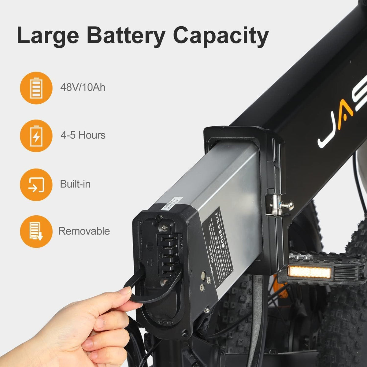 Electric Bike, 500W Motor, 26MPH Max Speed, 48V 10AH Removable Battery, 20" Fat Tire, Dual Shock Absorber, Shimano 7-Speed T395
