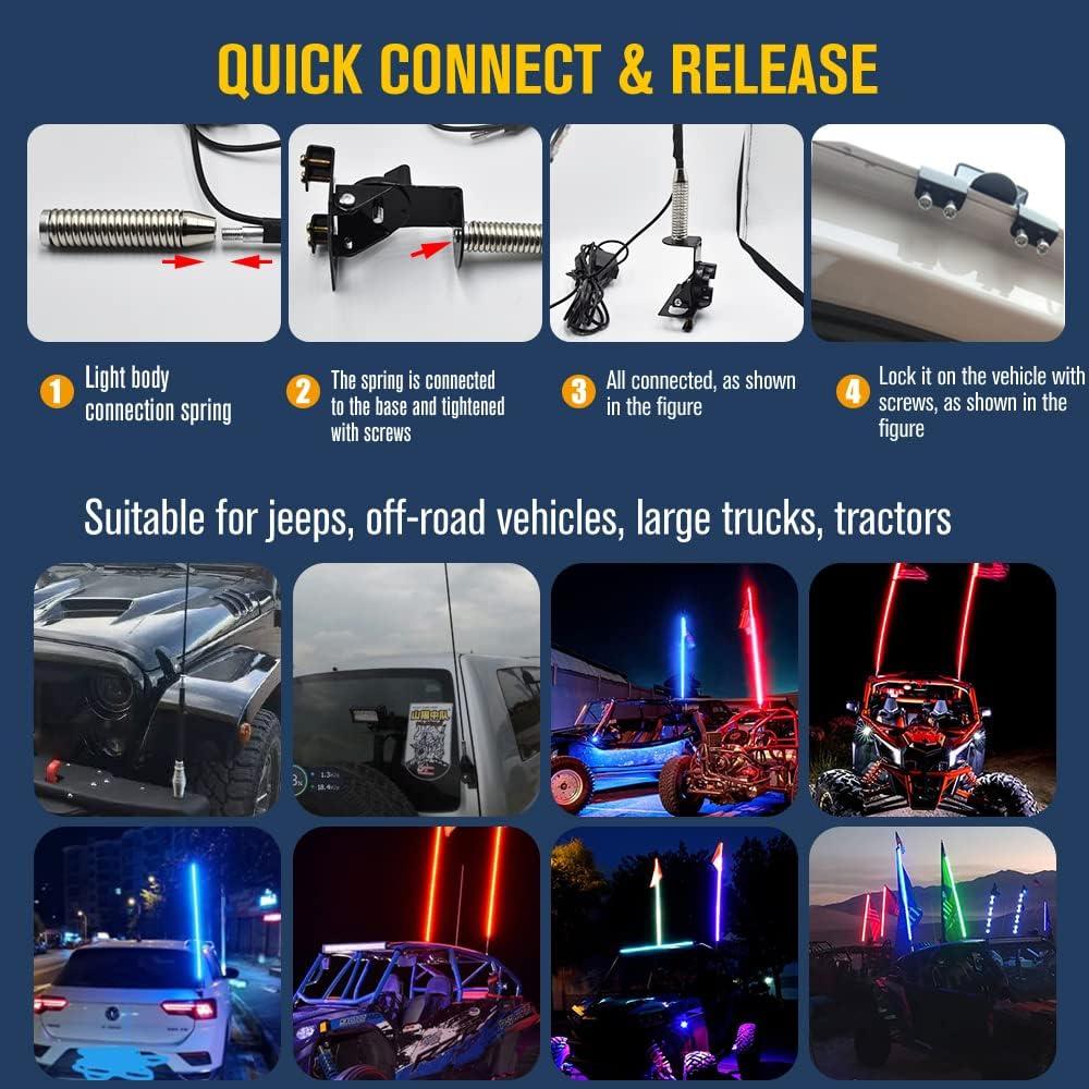 2.7FT LED Whip Lights Antenna Kits, Pack of 2 C74108