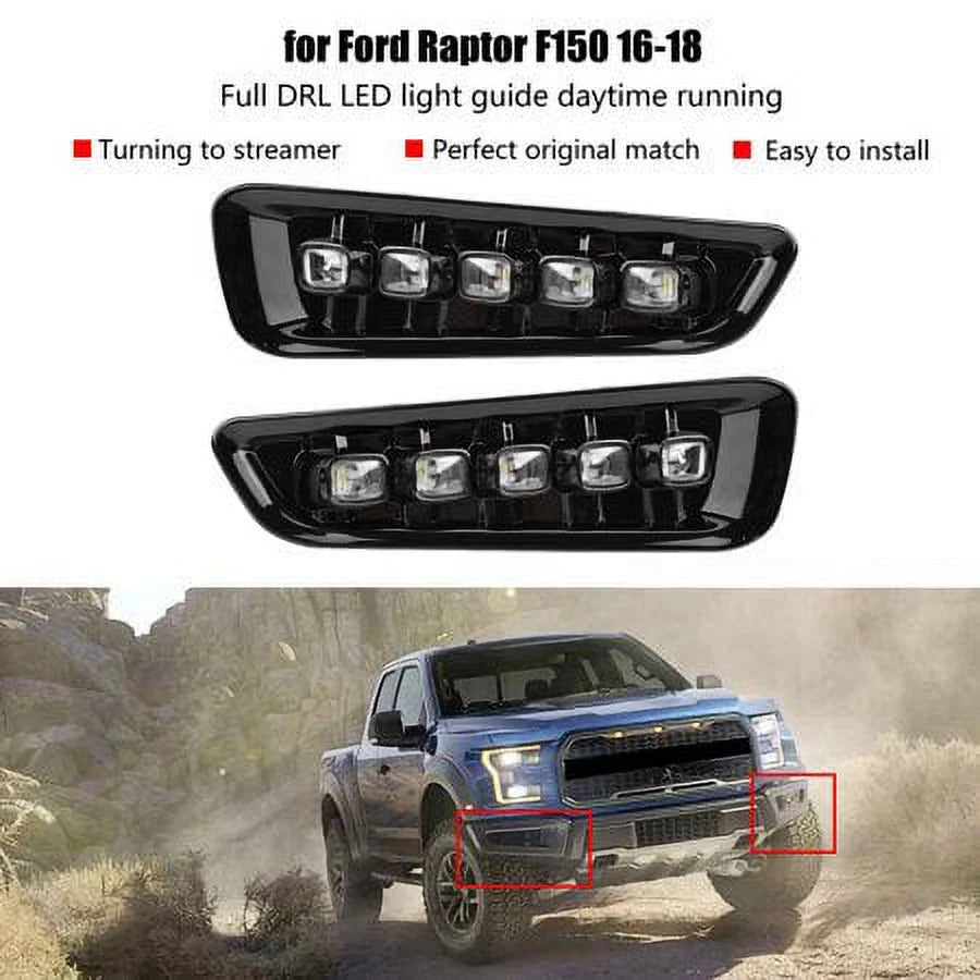 LED Running Light with Turn Signal Fog Light Bezels White and Amber F6807