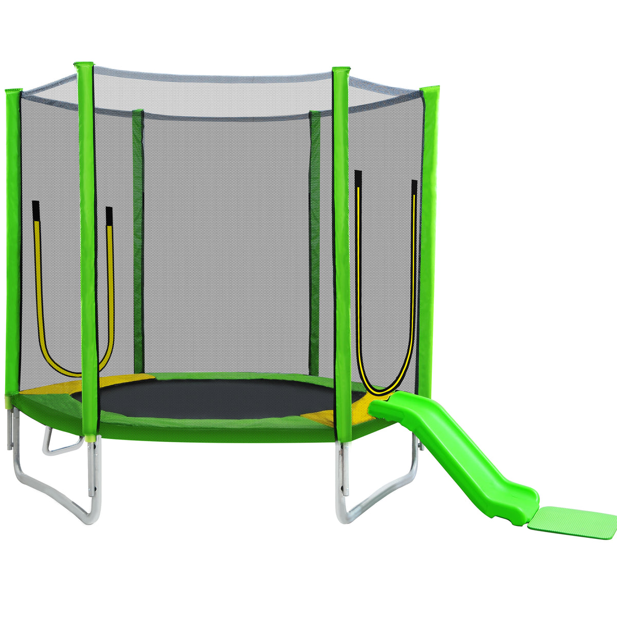 7Ft Round Trampoline with Safety Enclosure Net, Slide and Ladder D894307